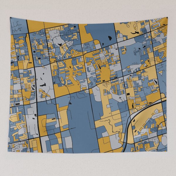 Item preview, Vaughan Map Pattern in Blue & Gold designed and sold by PatternMaps.