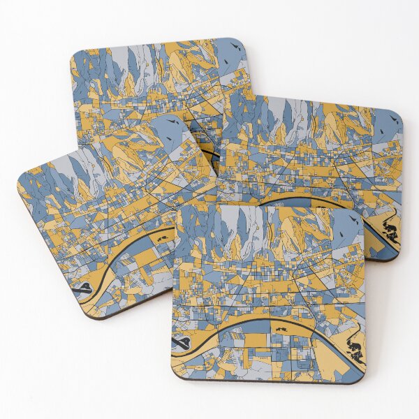 Item preview, Zagreb Map Pattern in Blue & Gold designed and sold by PatternMaps.