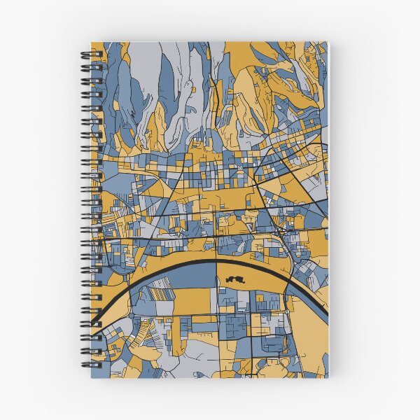Artikelvorschau, Zagreb-Kartenmuster in Blau und Gold entworfen und verkauft von PatternMaps.