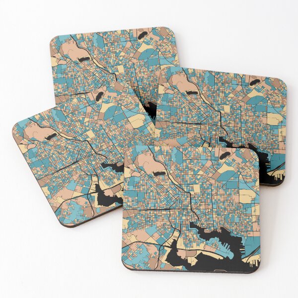 Item preview, Baltimore Map Pattern in Mid Century Pastel designed and sold by PatternMaps.