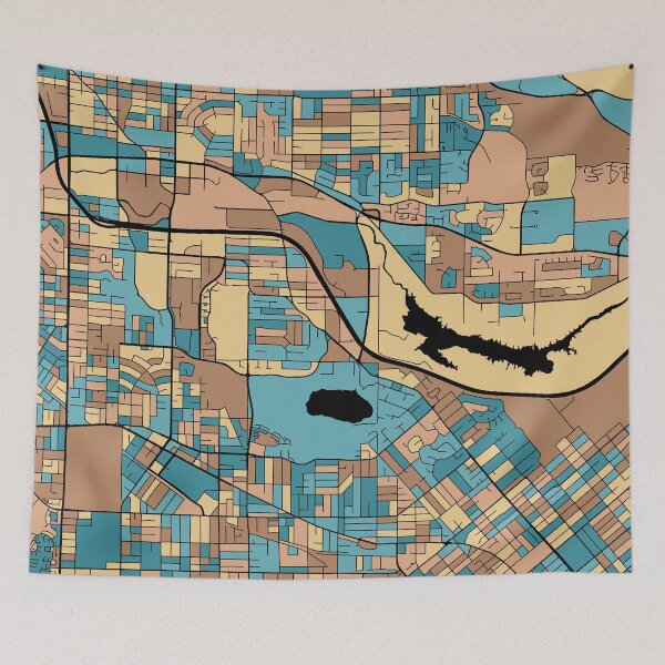 Item preview, Burnaby Map Pattern in Mid Century Pastel designed and sold by PatternMaps.
