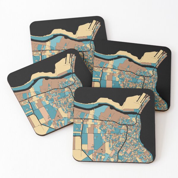 Item preview, Corpus Christi Map Pattern in Mid Century Pastel designed and sold by PatternMaps.