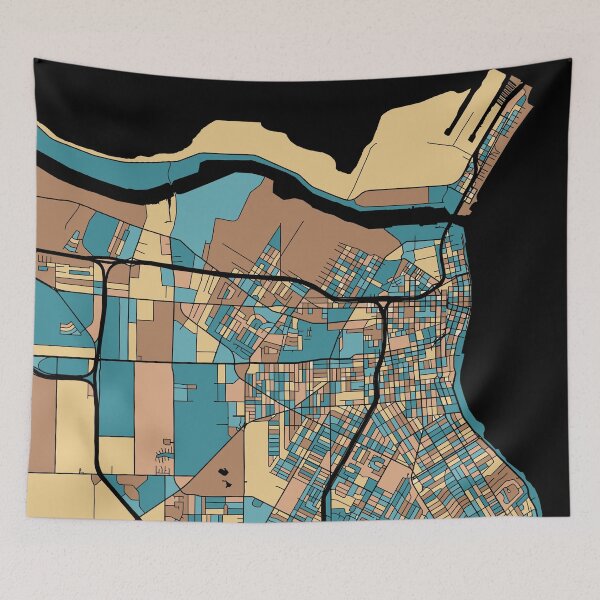 Item preview, Corpus Christi Map Pattern in Mid Century Pastel designed and sold by PatternMaps.