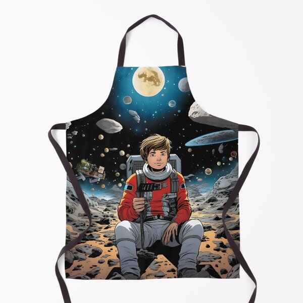 Item preview, Moon Viewing: Man on rocky terrain amidst celestial planets designed and sold by ArrangedDesigns.
