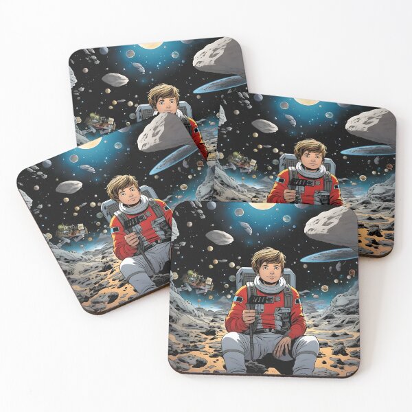 Item preview, Moon Viewing: Man on rocky terrain amidst celestial planets designed and sold by ArrangedDesigns.