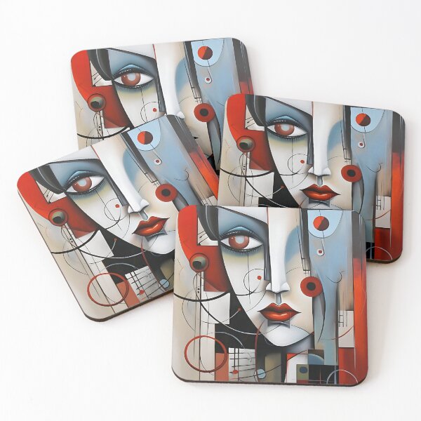 Item preview, Radiant beauty: woman's face with red and white circles designed and sold by ArrangedDesigns.