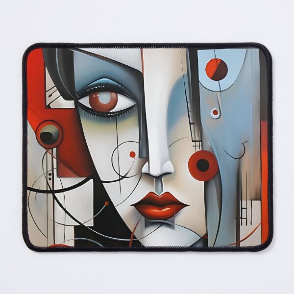 Item preview, Radiant beauty: woman's face with red and white circles designed and sold by ArrangedDesigns.
