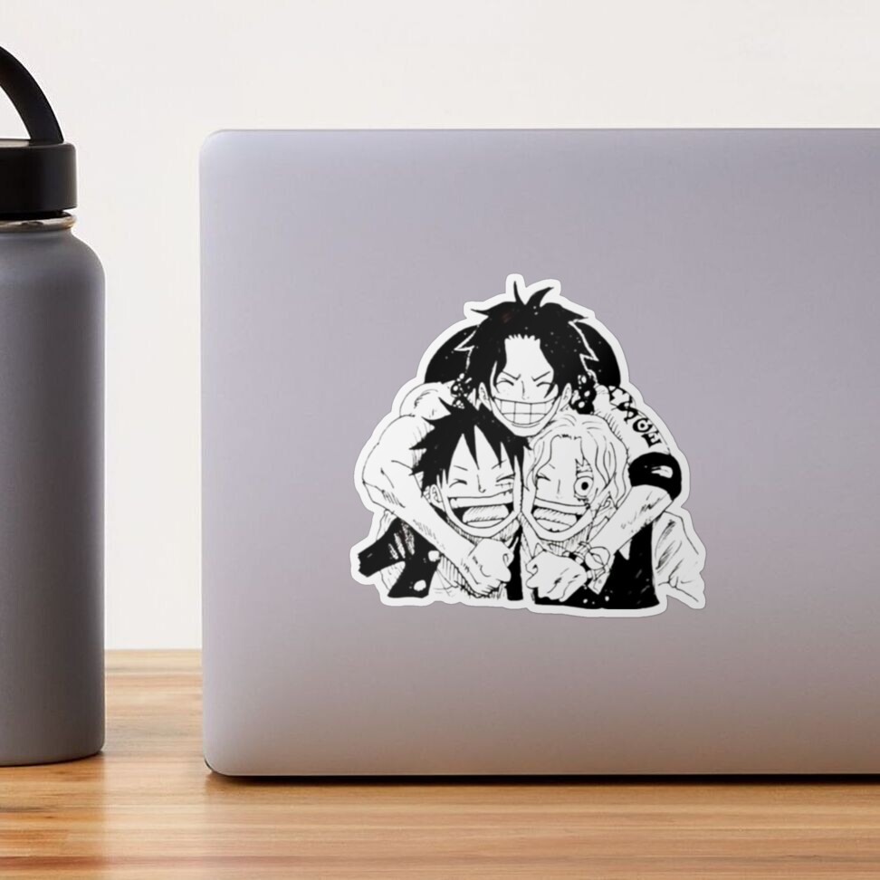 One Piece the Three Brother's Hat Ace Sabo Luffy in Transparent Black and  White Sticker for Sale by Animangapoi