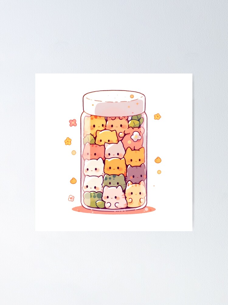 Cute Kawaii Cup of Cocoa with Marshmallow Cats Poster for Sale by  CozyKawaiiArt