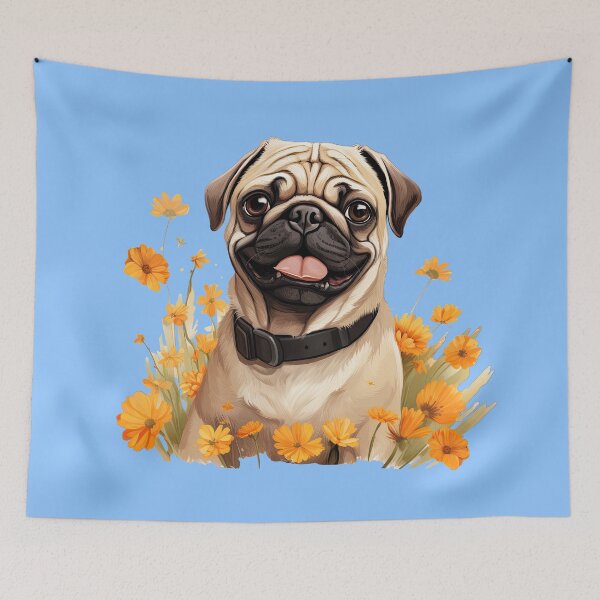 Item preview, Cute Little Pug in a Meadow designed and sold by ZombieLH.