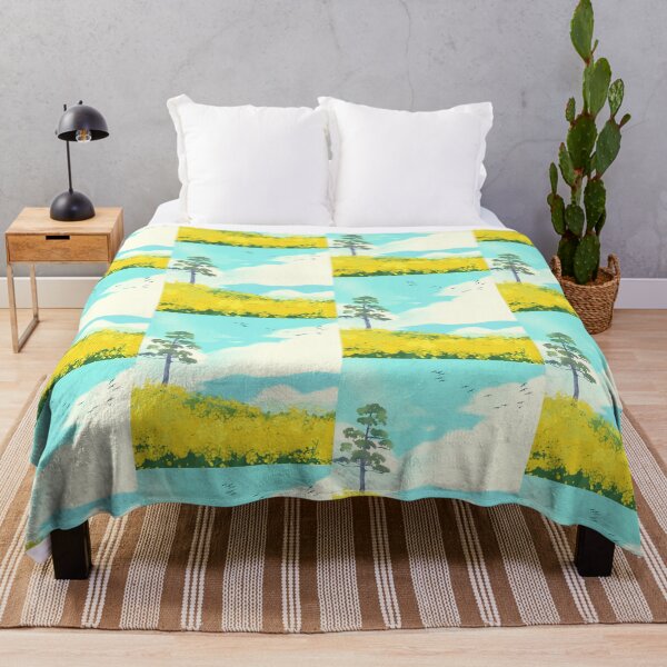 Item preview, Lone tree on yellow flower field  designed and sold by SkyisBright.