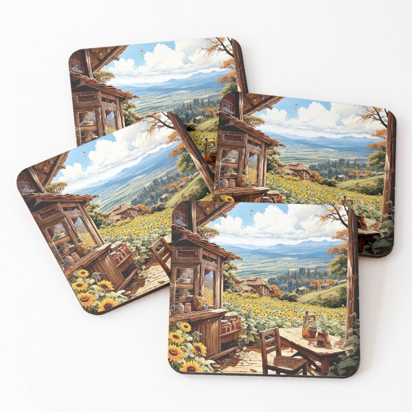 Item preview, a rustic cabin in the middle of fields of sunflowers designed and sold by iguananick.