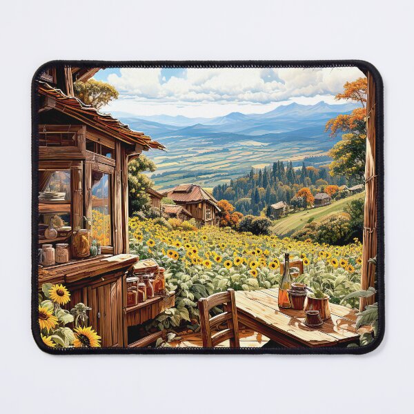 Item preview, a rustic cabin in the middle of fields of sunflowers designed and sold by iguananick.