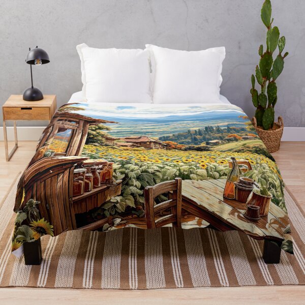 Item preview, a rustic cabin in the middle of fields of sunflowers designed and sold by iguananick.