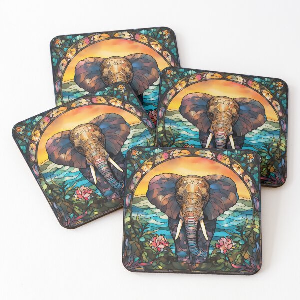 Artikelvorschau, Elefant aus Buntglas entworfen und verkauft von John Novis.