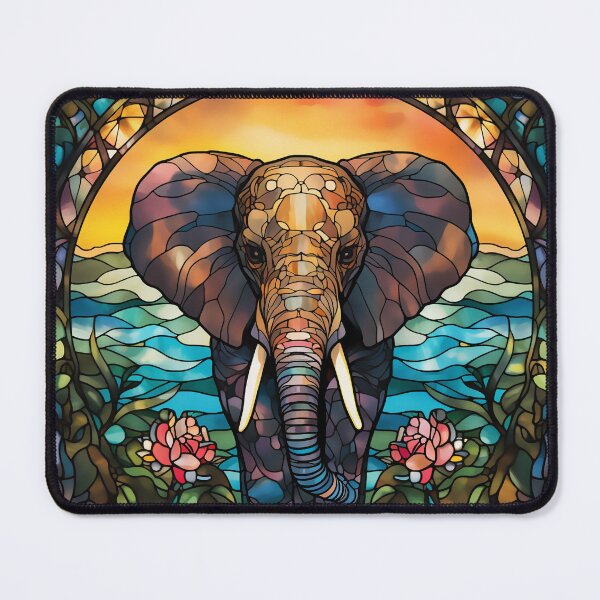 Artikelvorschau, Elefant aus Buntglas entworfen und verkauft von John Novis.