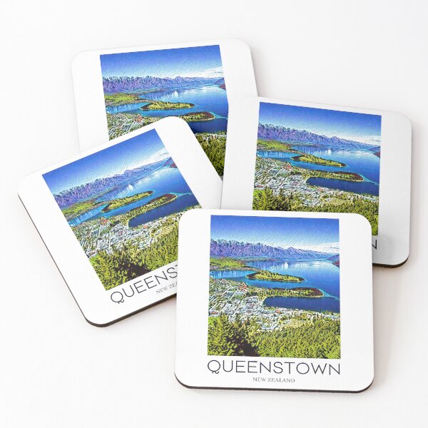 Item preview, A Pop Art Travel Print of Queenstown - New Zealand designed and sold by StudioRedKoala.