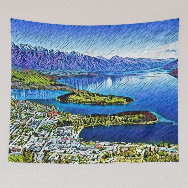 Item preview, A Pop Art Travel Print of Queenstown - New Zealand designed and sold by StudioRedKoala.