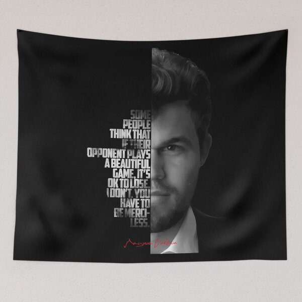 Item preview, Black and white Magnus Carlsen quote. designed and sold by LavaAryana.