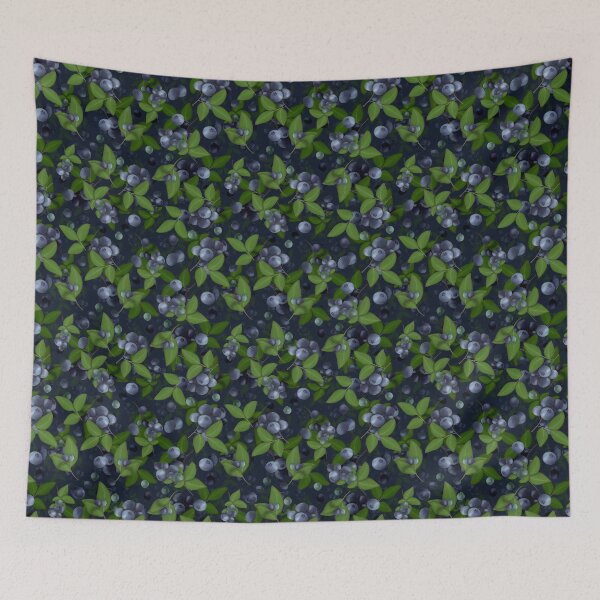 Item preview, Blueberries on a dark blue background designed and sold by Natalia Ruzhyna.