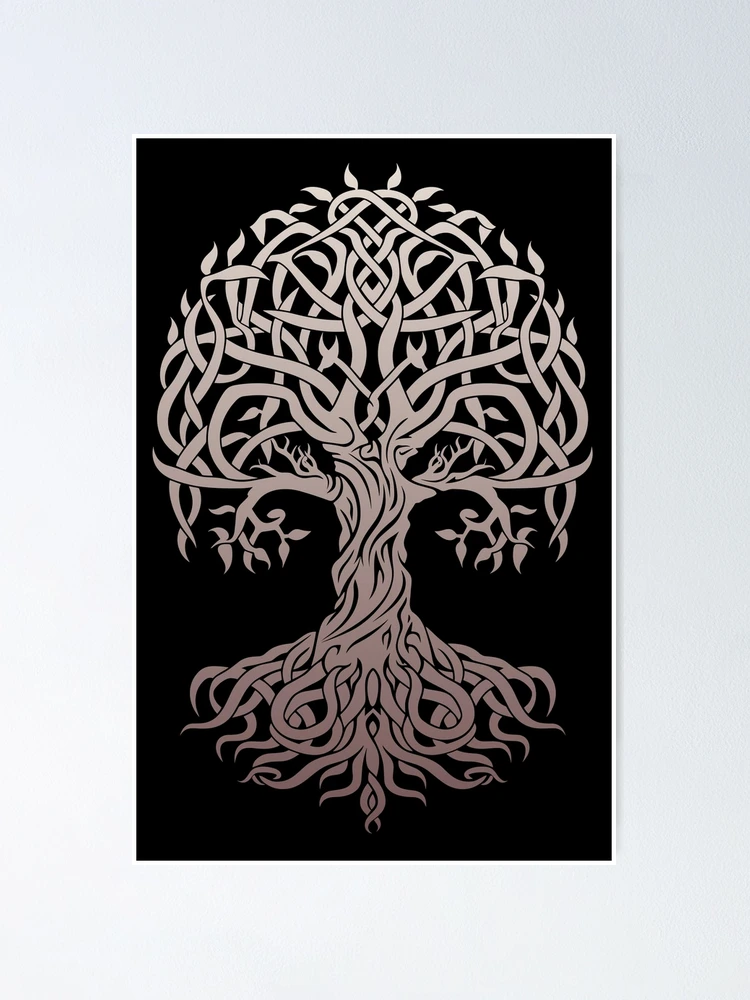 Yggdrasil Árbol De La Vida. Árbol Del Mundo. Árbol Gigante Vikingo De La Mitología Nórdica Y
