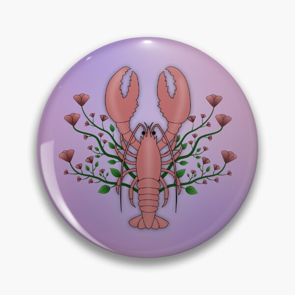 Artikelvorschau, Lobster and Flowers Pink Purple with Backround entworfen und verkauft von Saltycurrent1.