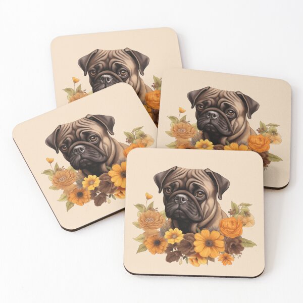 Item preview, Adorable Pug Sat in Yellow Flowers designed and sold by ZombieLH.