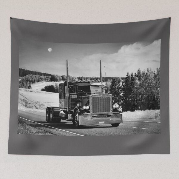 Item preview, Beautiful Classic American Truck on Highway Monochrome designed and sold by Taina Sohlman.