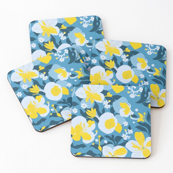 Item preview, Yellow and Blue Floral Pattern designed and sold by BombasticBubble.