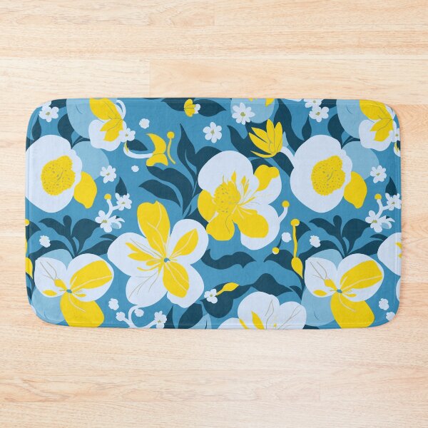 Item preview, Yellow and Blue Floral Pattern designed and sold by BombasticBubble.