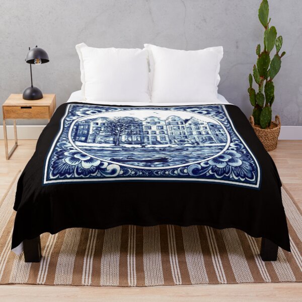 Item preview, DUTCH BLUE DELFT Vintage Boats in Canal Amsterdam Print designed and sold by HOLDHAMBERS.