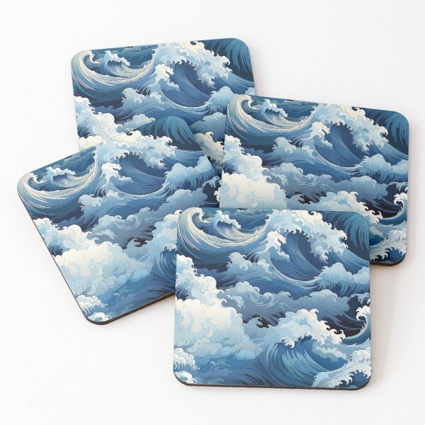 Item preview, Big Blue Waves Pattern designed and sold by Manuel  Campbellai.