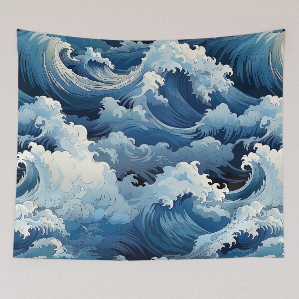 Item preview, Big Blue Waves Pattern designed and sold by Manuel  Campbellai.