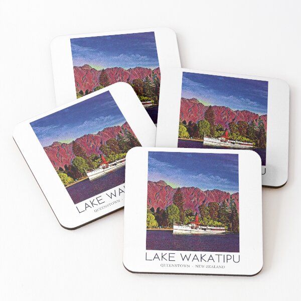 Item preview, A Pop Art Travel Print of the Lake Wakatipu in Queenstown - New Zealand designed and sold by StudioRedKoala.