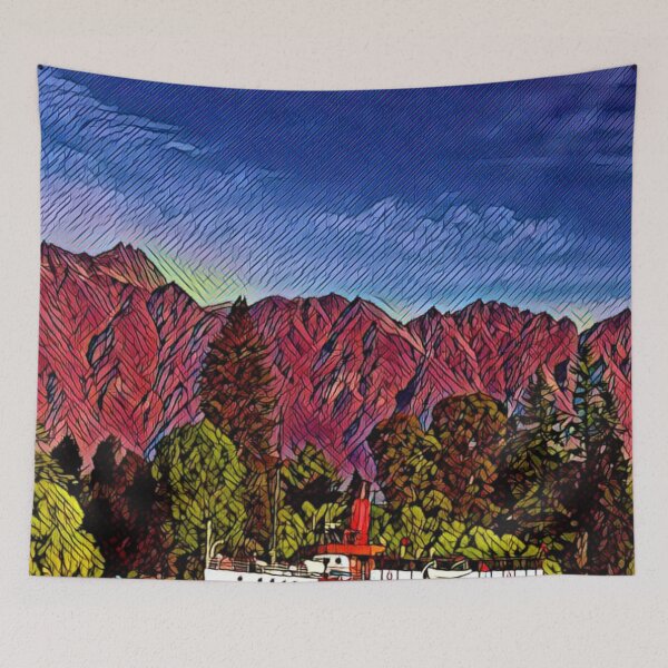 Item preview, A Pop Art Travel Print of the Lake Wakatipu in Queenstown - New Zealand designed and sold by StudioRedKoala.