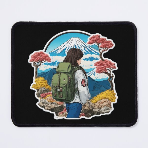 Item preview, Backpacker Girl Hiking on Beautiful Mount Fuji Japan designed and sold by Ridiculam Toga.