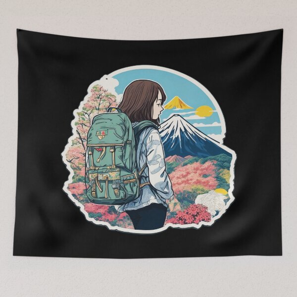 Item preview, Young Girl Hiking on Beautiful Mount Fuji Japan designed and sold by Ridiculam Toga.