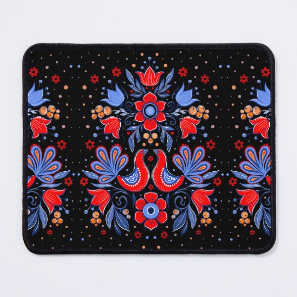 Item preview, Copy of Folk red birds and flowers, black background designed and sold by Hennagirl.