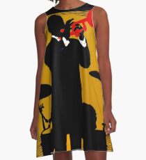 NEW ORLEANS;Vintage Mardi Gras Samba Orpheus Print A-Line Dress