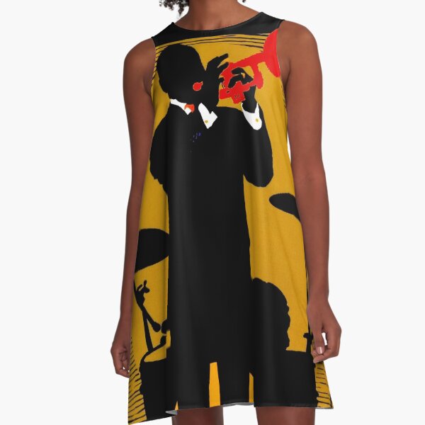 NEW ORLEANS : Vintage Mardi Gras Samba Orpheus Print A-Line Dress