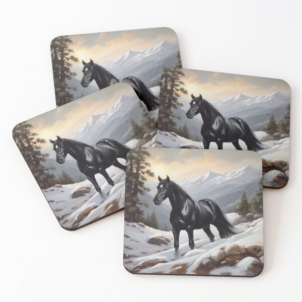 Item preview, Black Horse In Snowy Mountains  designed and sold by Gabriela McDaniel.