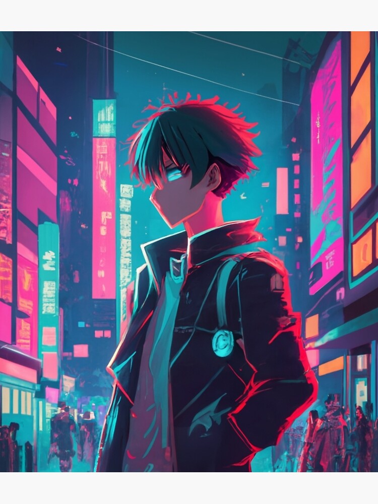 Anime boy in neon City Poster for Sale by Mahsa-Amini