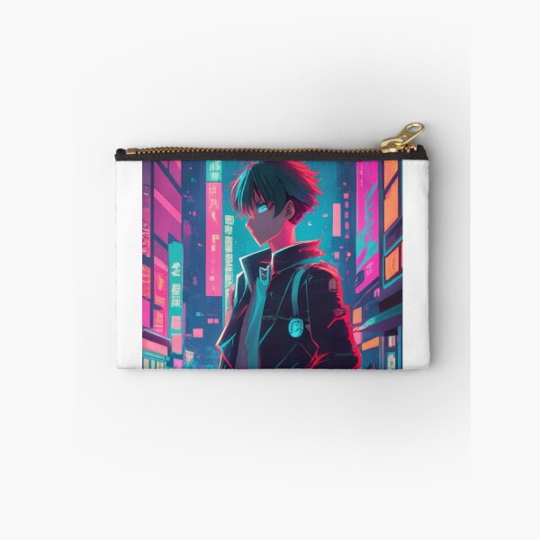 Artikelvorschau, „Innocent Glow: Anime Boy inmitten von Neonlichtern“ Premium-T-Shirt-Design entworfen und verkauft von AyushAIImage01.