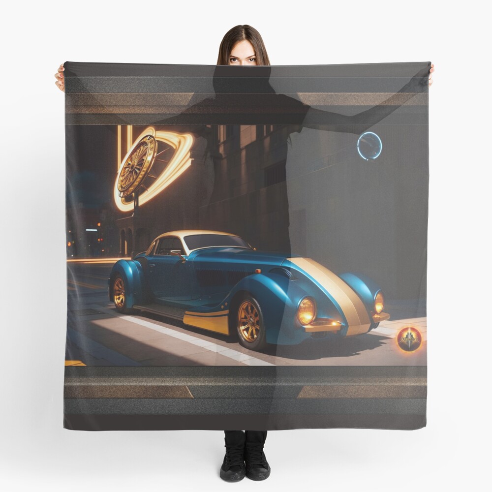 The Zephyr Centorus I950 Sports Coupe Alluring Fantasy AI Concept Art by Xzendor7 Decorative Ladies Scarf