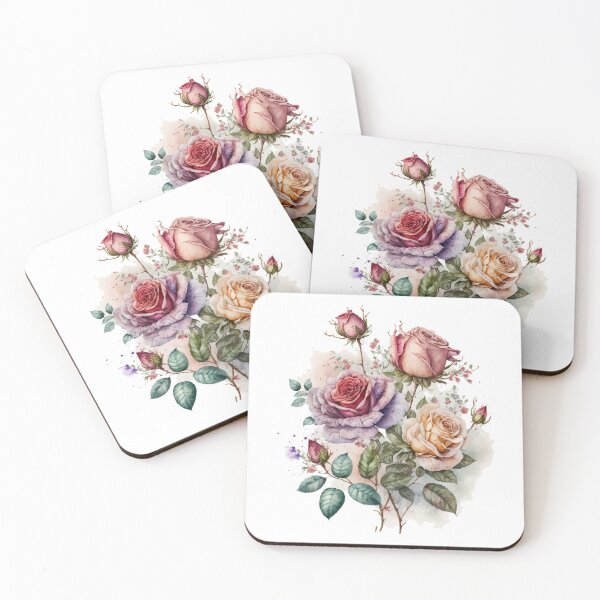 Item preview, Watercolor Rose Bouquet with Dripping Splatters designed and sold by StephanieWard.