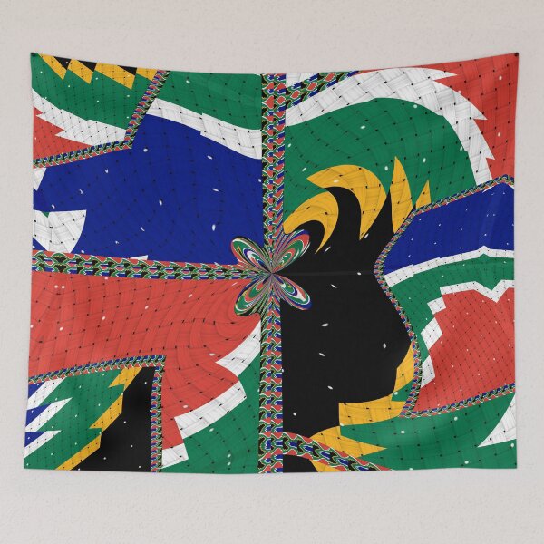 Artikelvorschau, Attraktives originelles abstraktes geometrisches Kunstwerk, inspiriert von der südafrikanischen Flagge im Vintage-Stil. entworfen und verkauft von Ralek.