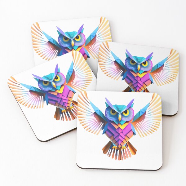 Item preview, Majestic holographic owl 3D paper origami style designed and sold by Urban  Charms.