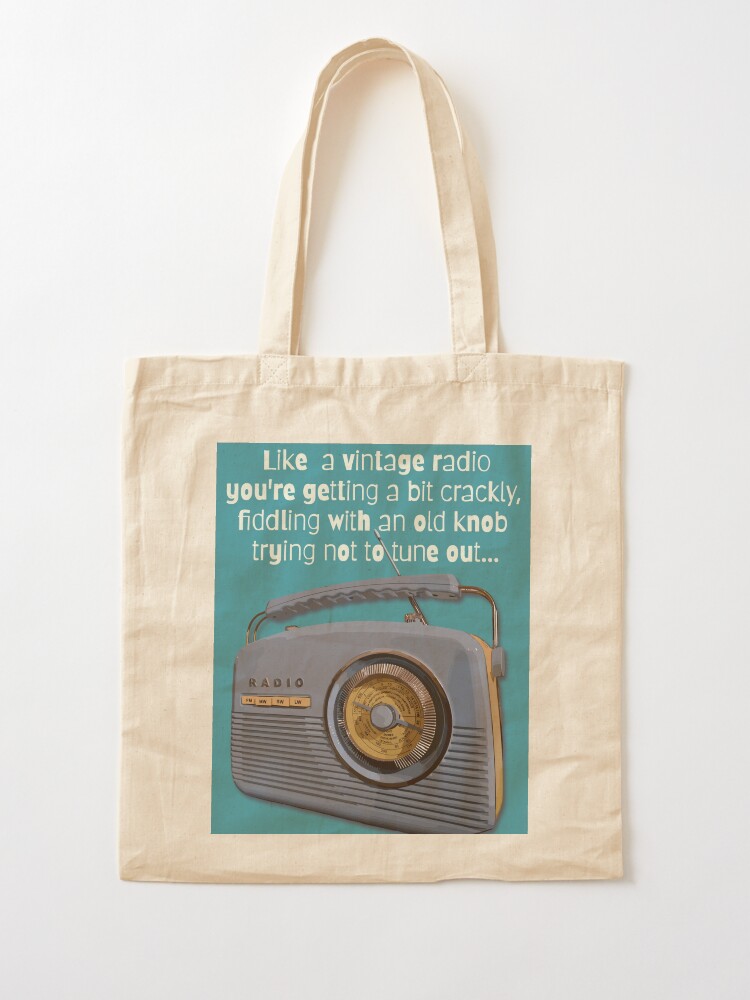 Funny Birthday design for Older Man Vintage Radio Happy Birthday Tote  Bag