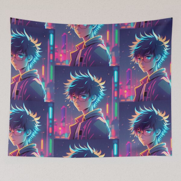 Item preview, Anime Boy, Neon Lights , New York City, Premium T-Shirt Design designed and sold by AyushAIImage01.
