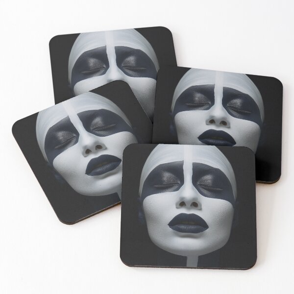 Artikelvorschau, A woman face in white mask on a black background entworfen und verkauft von Andrey Tarakanov.